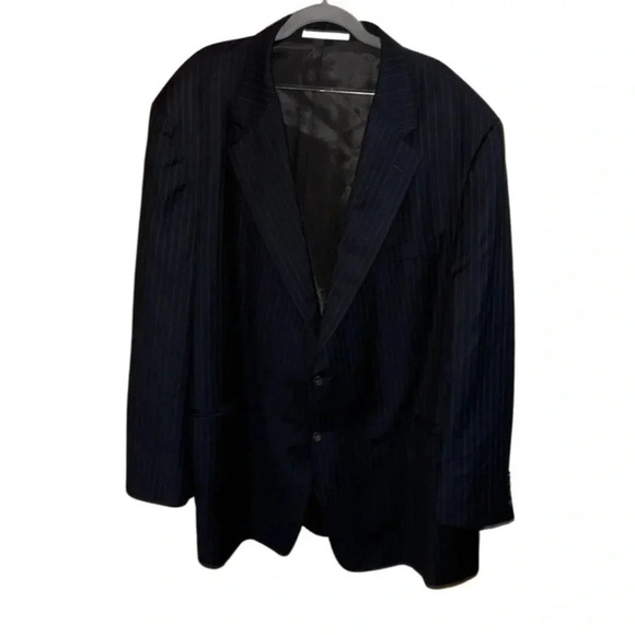 Burberry Blue Pinstripe Wool Blazer Suit Jacket Size 54 Regular - Picture 2 of 10